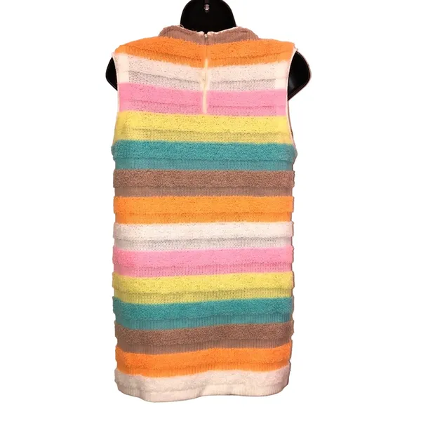 Anthony's Vintage Striped Knit Mini Sweater Dress Tunic‎ Sleeveless Small Pastel - Image 2