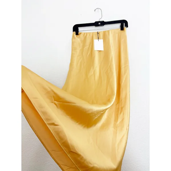 NWT Zara Yellow Marigold Satin Midi Skirt Size Small Pullon Bias Cut 8160/399 - Image 10