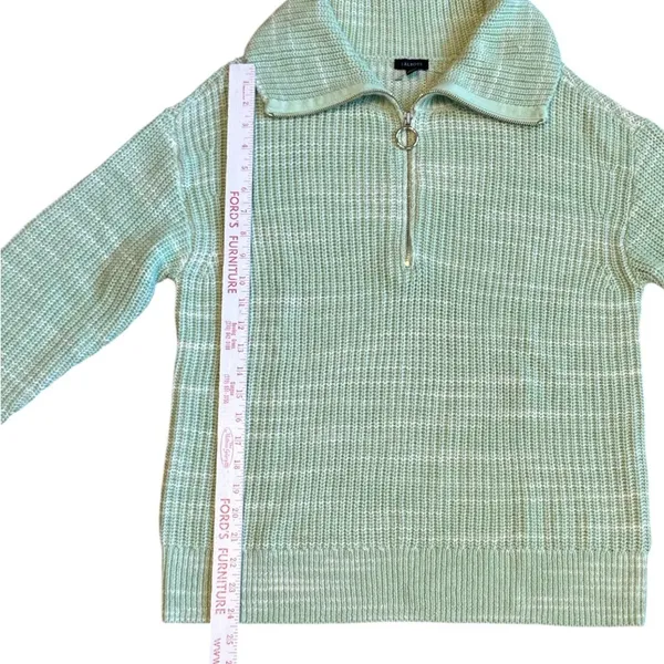 Talbots Mint Green Marl Shaker Knit Quarter Zip Sweater Womens Large Pastel - Image 6