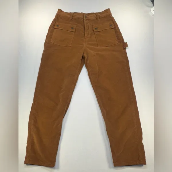 Free People Copper Rust Kyo Corduroy Utility Pants Size 6 Burnt Orange Cargo - Image 4