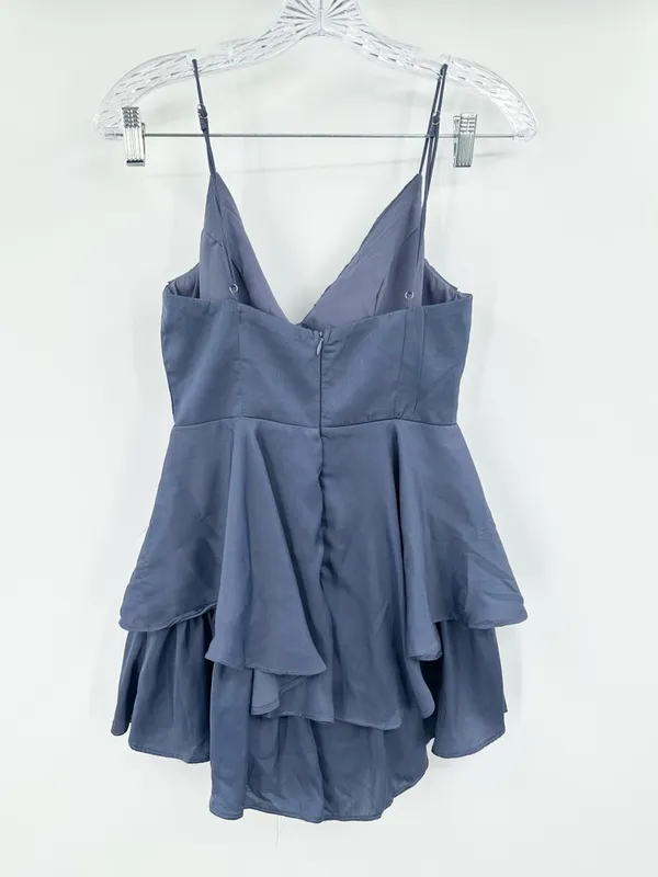 Native Daughters NWT Blue Ruffled Tiered Mini Shorts Romper‎ Size XS - Image 2