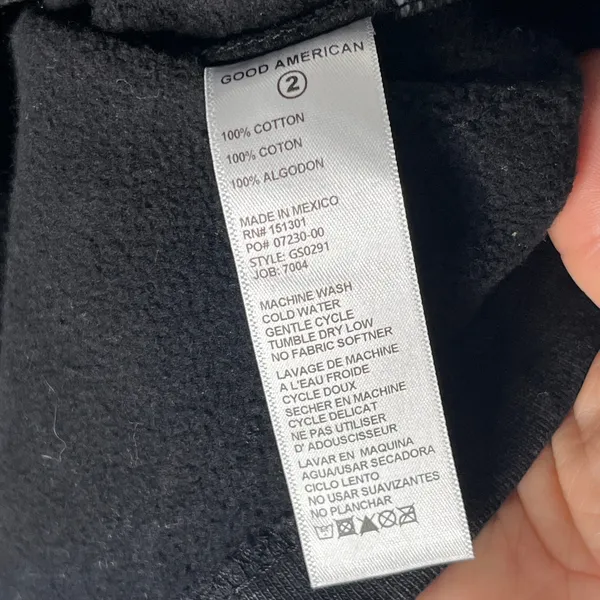 Good American Women's Black Cropped Fleece Polo Sweatshirt Top Size 2 /‎ Medium - Image 5