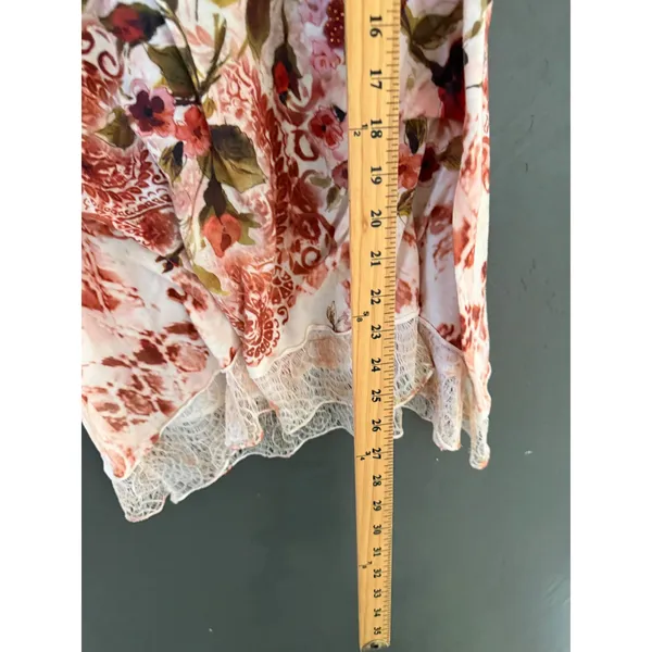 Y2k Fairy Floral Crochet Lace Trim Sleeveless Top Orange Red Rhinestone Large - Image 7