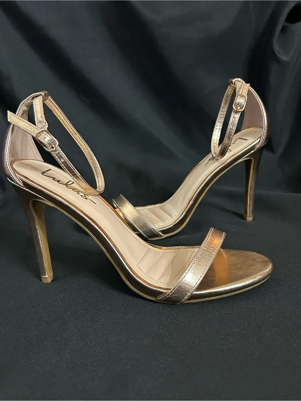 Lulu's Rose Gold Strappy Ankle-Strap Spiked Heels SZ 8.5 - Image 3