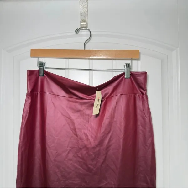 Simlu 2XL Burgundy Faux Leather‎ Pencil Skirt Mob Wife Office Siren Biker Core - Image 4