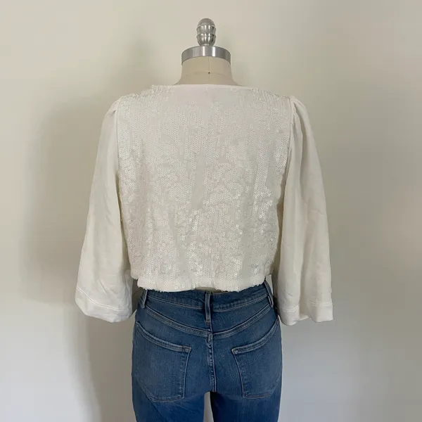 Anthropologie NWT  Sequin Tie Front Top - Image 5