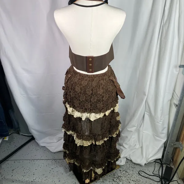 Spirit Halloween Steampunk Costume Skirt Vest Mask Adult M/L Brown‎ Gothic Gears - Image 8