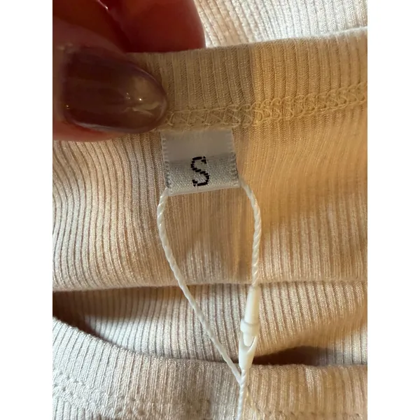 Anrabess Long Sleeve Top Womens Size S Beige New Ribbed Crew Neck‎ TL00037 - Image 6