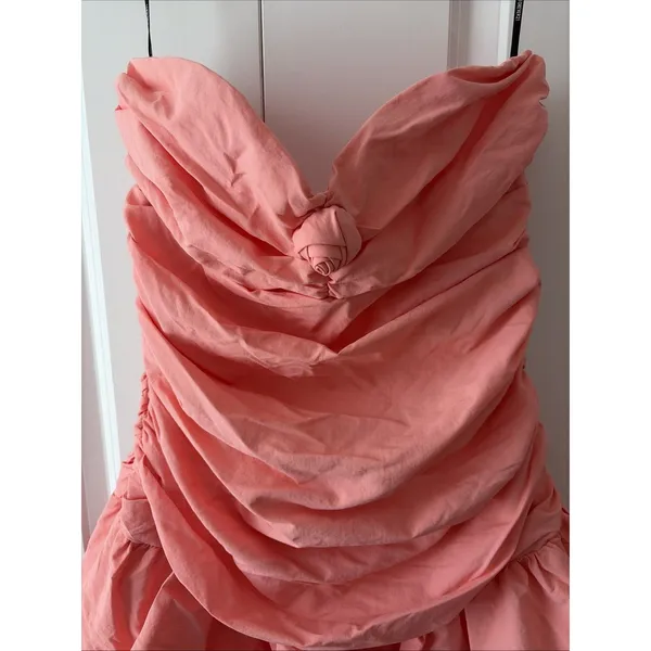 Forever 21 x Betsey Johnson Pink Strapless Ruched Bubble Mini Dress Size Med New - Image 2