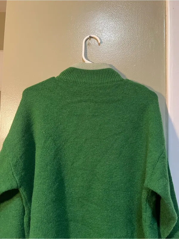 Vencede Women's Sz Medium Full Zip Sweater Green Gray Large Butterfly Print Soft - Image 7