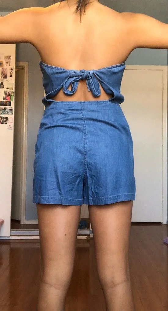 Strapless Blue Jean Romper - Image 3