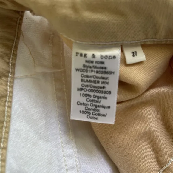Rag & Bone Maya Ultra High Rise 5” Midi Short Organic Cotton in Summer‎ White 27 - Image 6