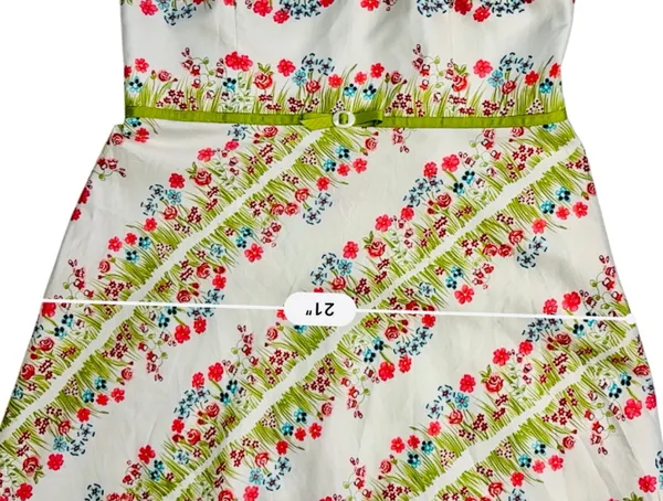Liz Claiborne Spring Parade Strapless A-line Dress 10 White Floral Cottage NWT - Image 7