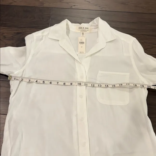 New With Tags Cloth & Stone White Anthropologie Blouse Sz M - Image 5