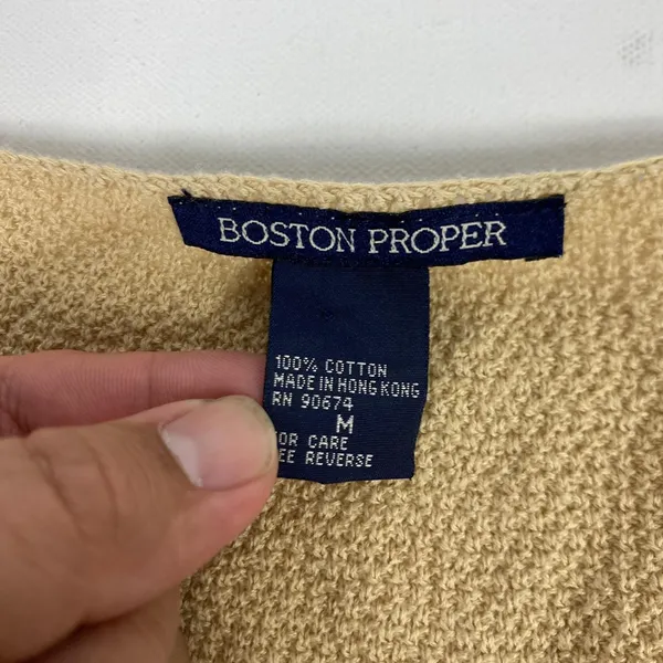 Boston Proper Sweater Womens Medium Beige‎ V Neck Long Sleeve Knit Pullover - Image 3