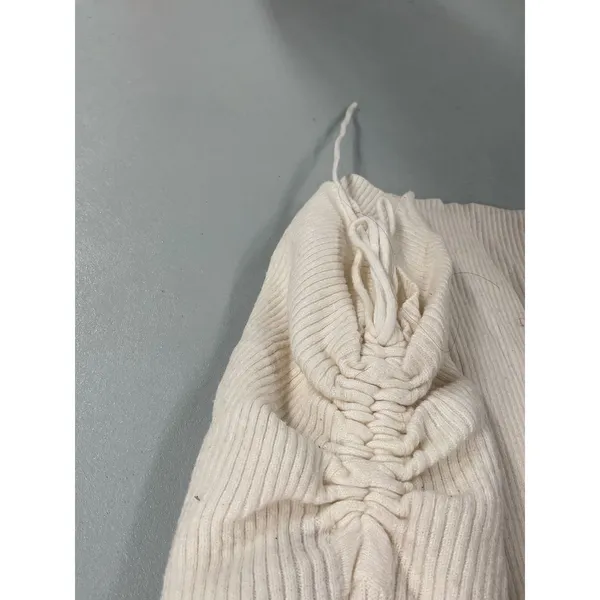 Guess Womens Skirt Ribbed Knit Ruched Side Cream Small - Image 4
