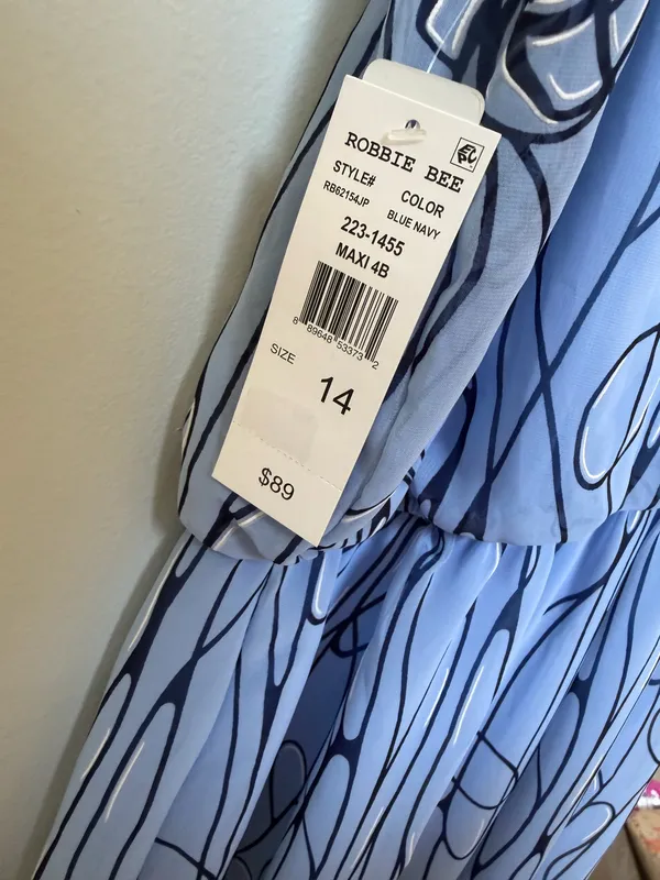 Robbie Bee Periwinkle Blue Floral Halter Maxi Dress - Image 8