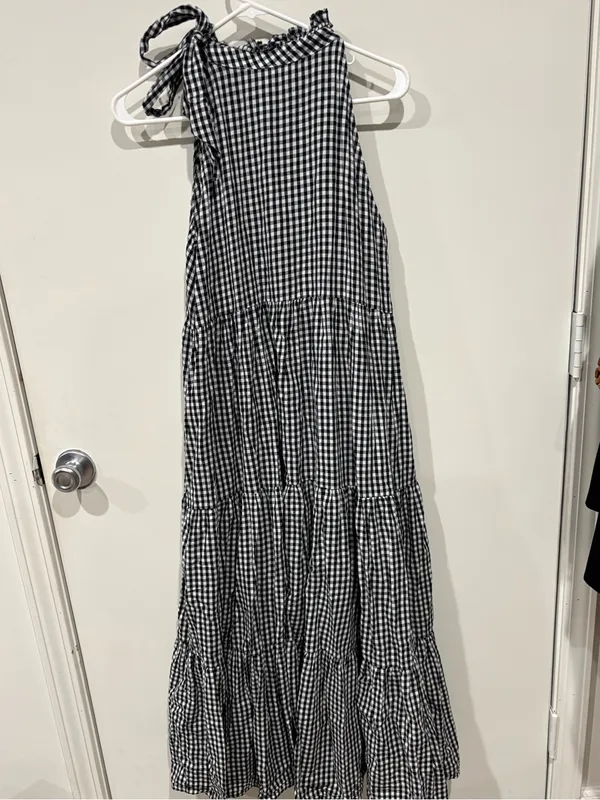 Wyatt Wylde Helena Gingham Tiered Halter Maxi Dress Size M - Image 7