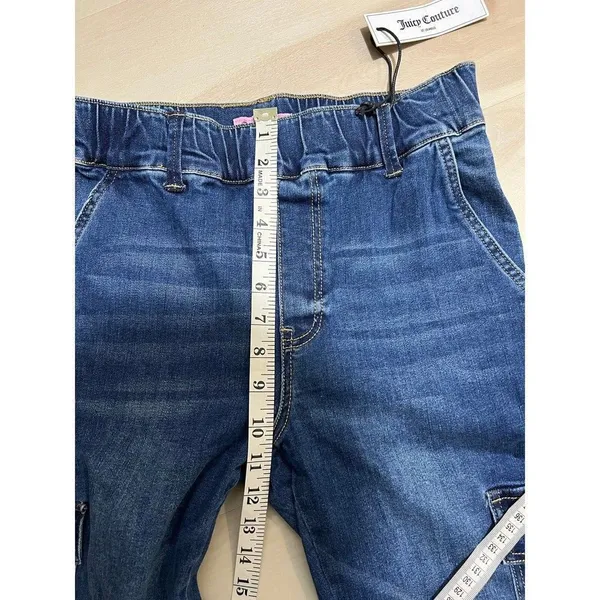 Juicy Couture NWT Size 27 Denim Utility Cargo Pull On Elastic Waist Jeans Pants - Image 6