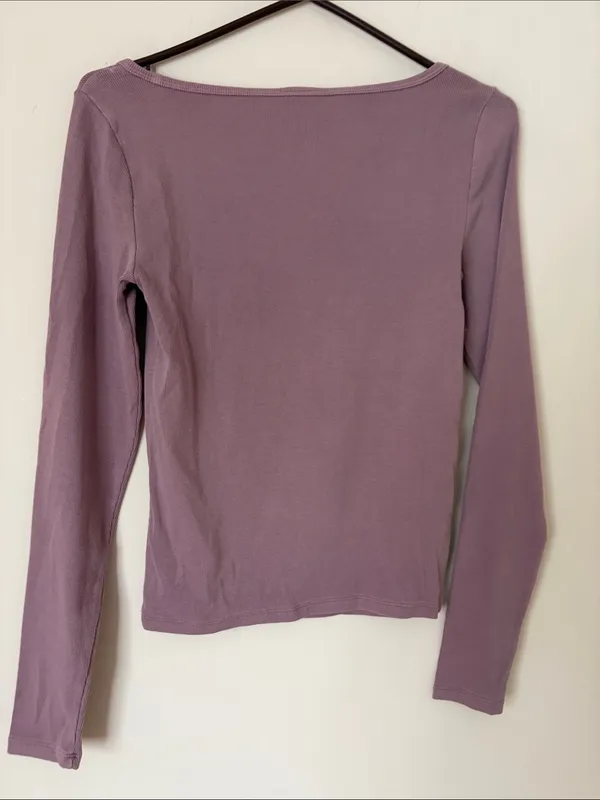 Aritzia TNA Homestretch mauve square neck long sleeve top - Image 2