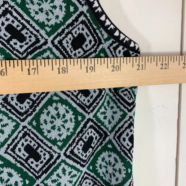 Diane von Furstenberg Green Geometric Medallion Shift Dress Large‎ Sophisticated - Image 7