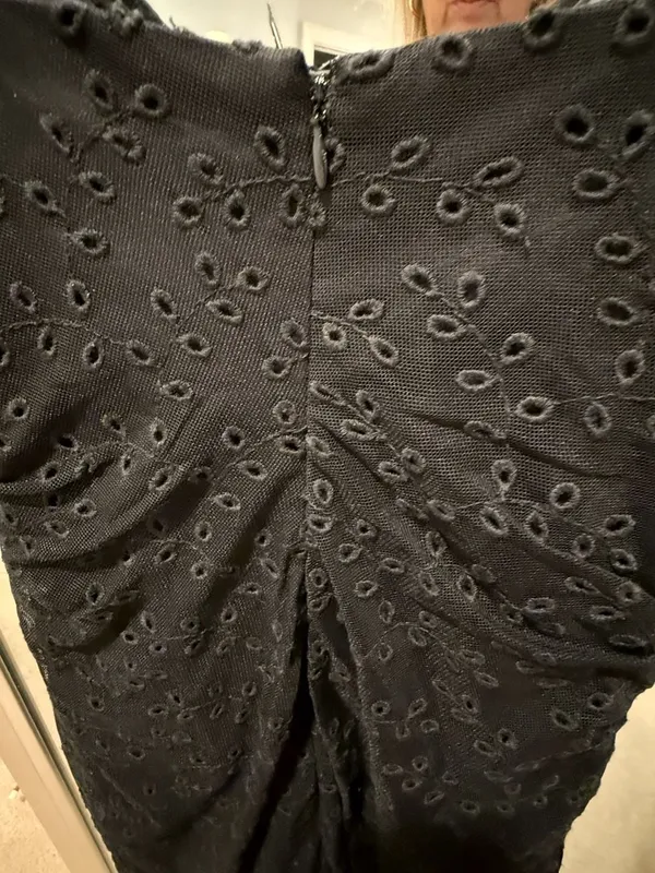 Free People Black Eyelet Ruched Bodycon Mini Dress - Image 5