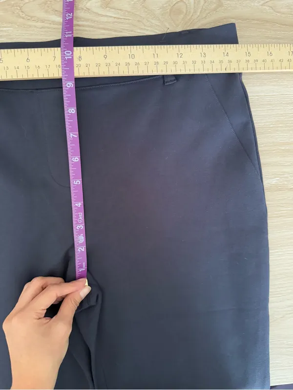 Quince Medium NEW Stretch Ponte Straight Slim Pants Navy Office Career Work - Image 5