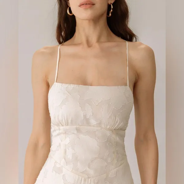 Rihoas Apricot Jacquard Corset Slip Maxi Dress - Image 5