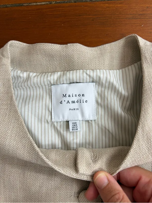 Maison d’Amélie Cream Cropped Button-Up Vest French Chic Minimalist Sz 8 💛🍄 - Image 5
