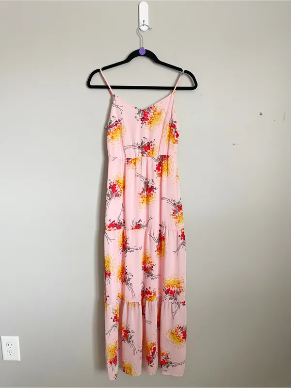 J. CREW | Pastel Pink Floral Spaghetti-Strap Maxi Dress Sz 00 - Image 3