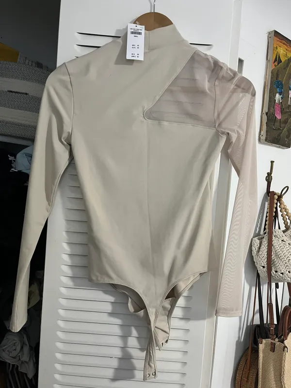 Abercrombie Crème Mesh Cut-out Bodysuit - Image 2