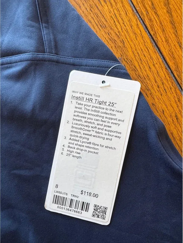 Lululemon Instill High Rise 25” True Navy Size 8 NWT - Image 5