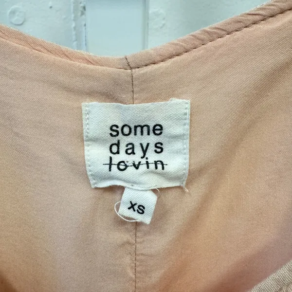 Some Days‎ Lovin Peach Button Front Wide Leg Jumpsuit XS Pockets Boho Summer - Image 6