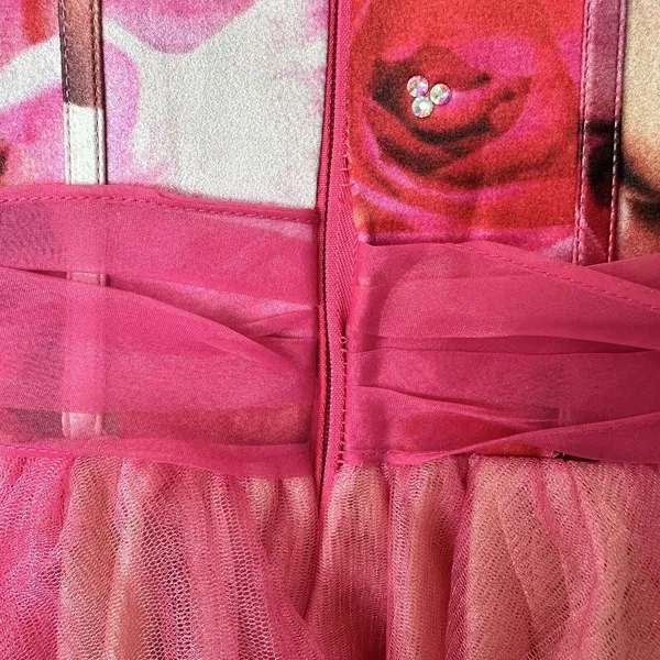 Sherri Hill Y2K VTG Bright Pink Floral Silk Tulle Tutu Prom Dress Size 4 - Image 11