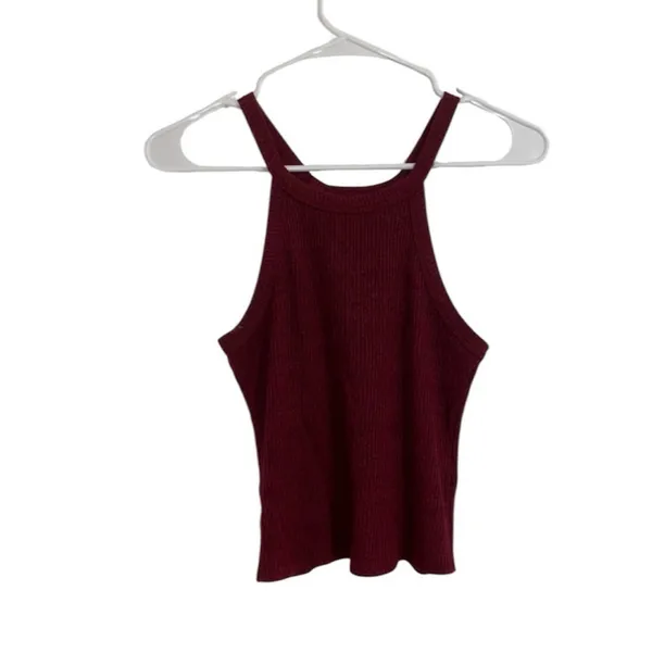 Windsor Maroon Ribbed Speckled Halter Summer Top Size Small - Image 2