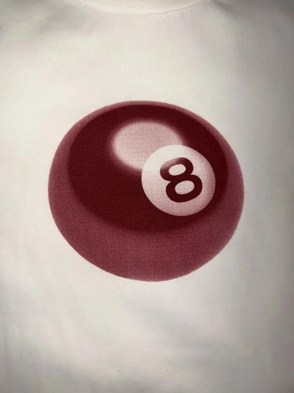 Edikted White Tee with Maroon 8-Ball Graphic - Image 2