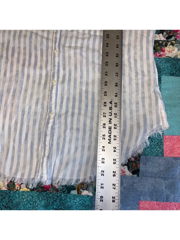 Aerie Freyed Hem Woman’s S Blue and White Striped Button-Up Shirt - Image 9