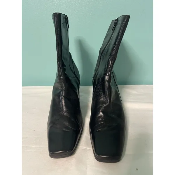 Nine‎ West Womens Black Leather Ankle Boots 10 Medium - Image 3