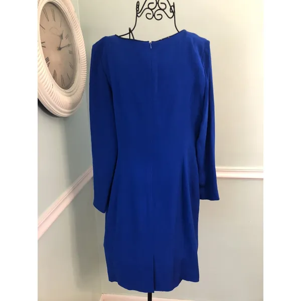 Silk Dress Morton Myles Electric Blue‎ V Neck Sequin Lined sz 12 Long Sleeve - Image 2