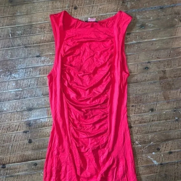 Venus ruched red knit S vacationcore stretchy maxi dress - Image 2