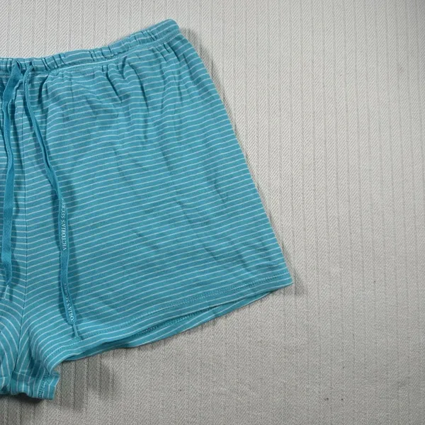 Victoria’s Secret Women’s Medium Blue Striped Lounge Sleep Shorts Drawstring - Image 3
