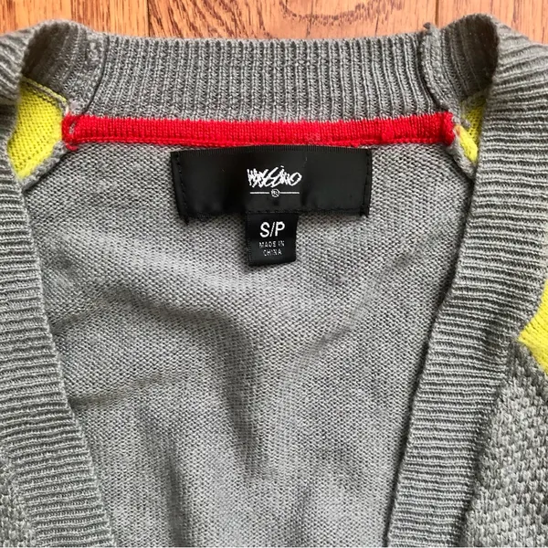 Mossimo Supply Co. Gray Cropped 90s Cardigan Colorblock Sleeves Women’s Size S - Image 3