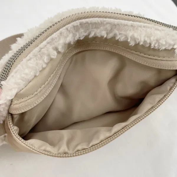 Lululemon Fluffy Fleece Sherpa Belt Bag Cream Fall Neutral Silver Buckle Ivory - Image 4