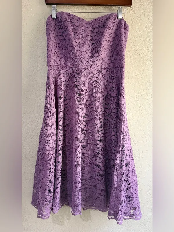 Davis bridal New no tags size 6 Strapless Lavender Lace A-Line Dress - Image 15