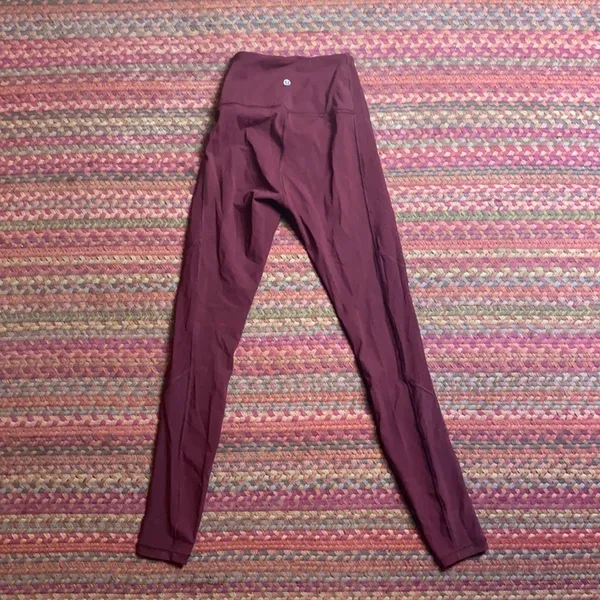 Lululemon Dark Red Mesh High Rise Tight Leggings - Image 3