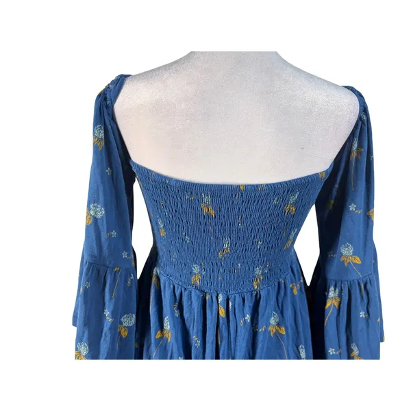 Free People Smocked Floral Lana Tunic‎ Top Bell Sleeve Off Shoulder Small - Image 9