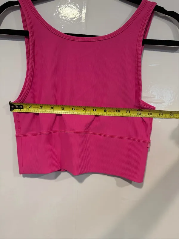 Lululemon Sonic Pink Ribbed Power Pivot‎ Crop Tank Top - Image 2