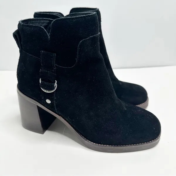 Lucky Brand Sifon Black Suede Block Heel Ankle Boot Size 8 - Image 2