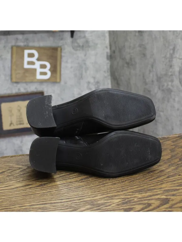 A New Day Block Heel Slouchy Faux Leather Booties Black 7.5M - Image 5