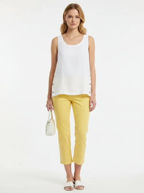 Rachel Roy 100% Linen White Sleeveless Blouse Top M - Image 5